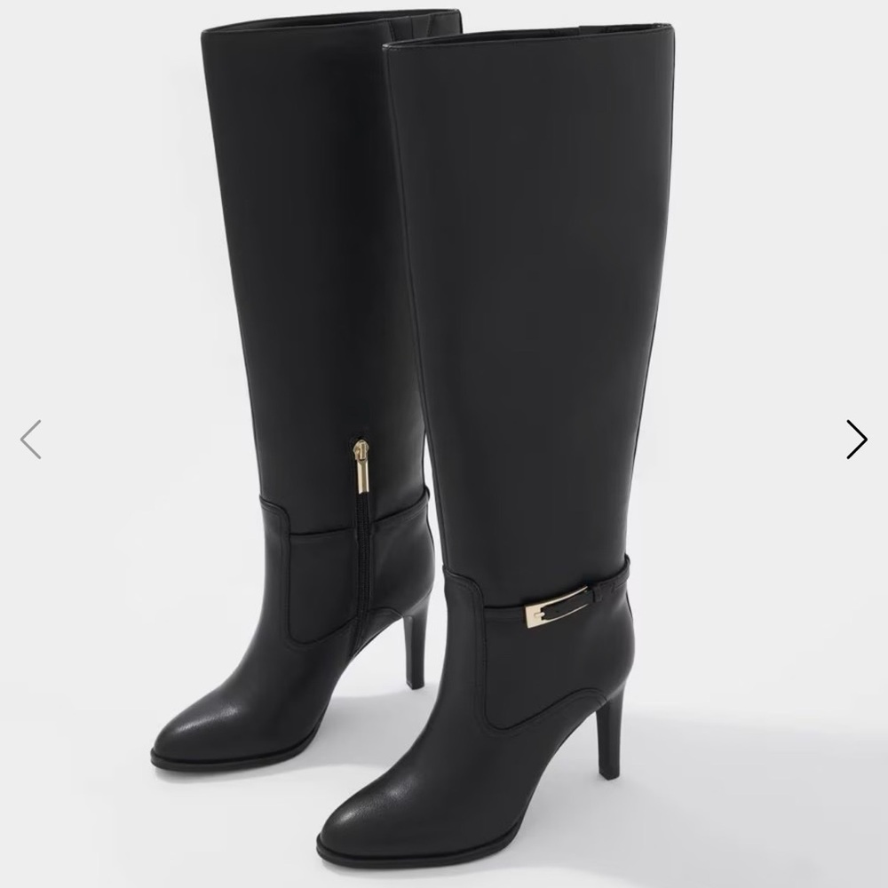 Black Tall Single Buckle Boot